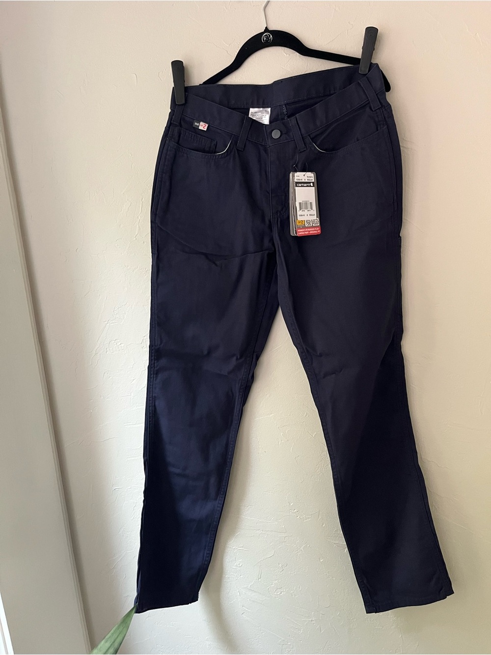 CARHARTT 102689 FLAME RESISTANT RUGGED FLEX CANVAS LOOSE FIT PANTS NAVY 8 - Picture 3 of 7